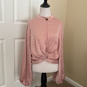 Blush Pink Blouse with Bell Sleeves